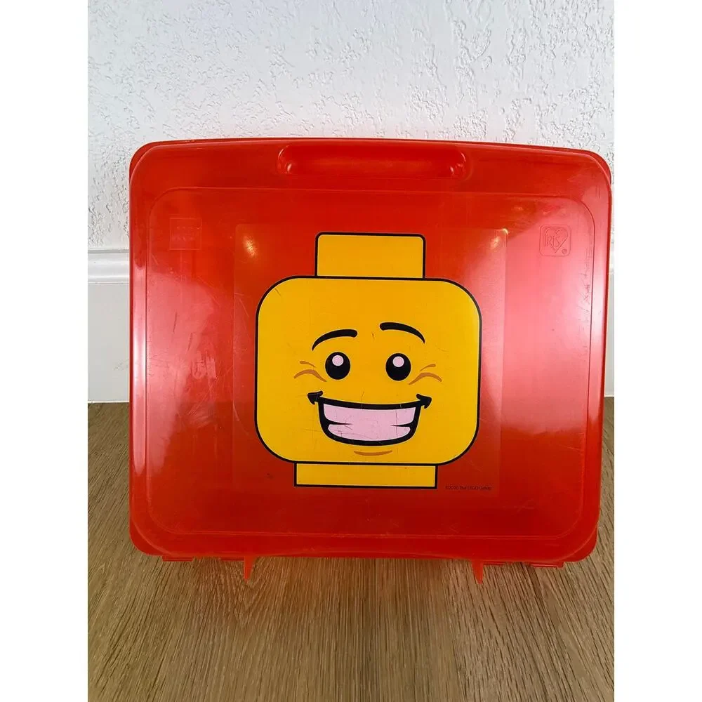 LEGO Minifigure Head Storage Case Gently Used Lot of 2 Red Yellow